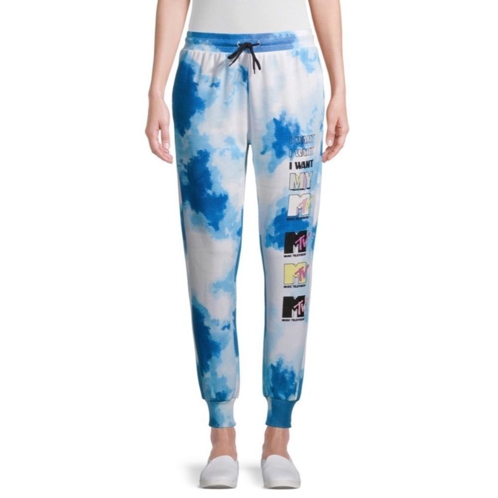 MTV Tie Dye Sweatpants Blue White Size XL